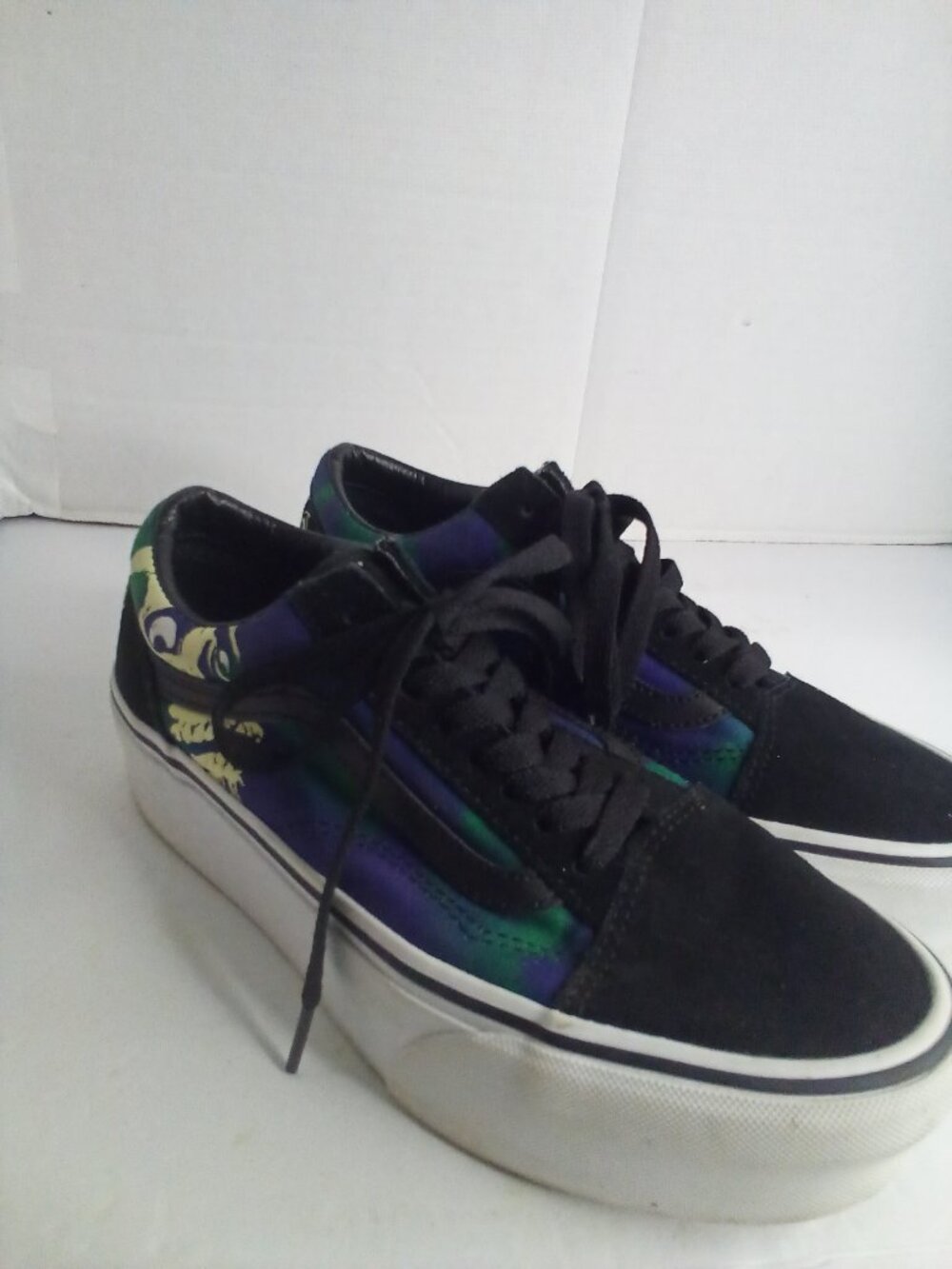 Vans Old Skool Stackform Shoes Men 6.5 Women 8 Skull Glow In Dark Black Green